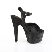Pleaser ADORE-709WR Platform Sandal (Black Shimmering Fabric/Black)
