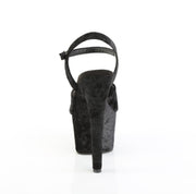 Pleaser ADORE-709WR Platform Sandal (Black Shimmering Fabric/Black)