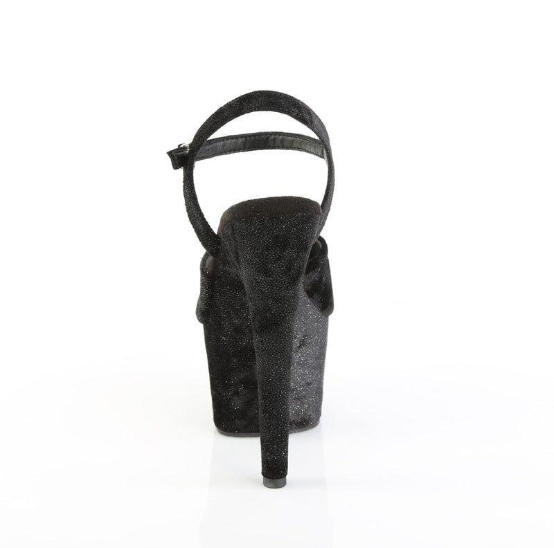 Pleaser ADORE-709WR Platform Sandal (Black Shimmering Fabric/Black)