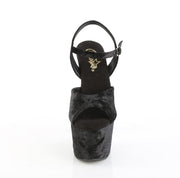 Pleaser ADORE-709WR Platform Sandal (Black Shimmering Fabric/Black)