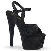 Pleaser ADORE-709WR Platform Sandal (Black Shimmering Fabric/Black)
