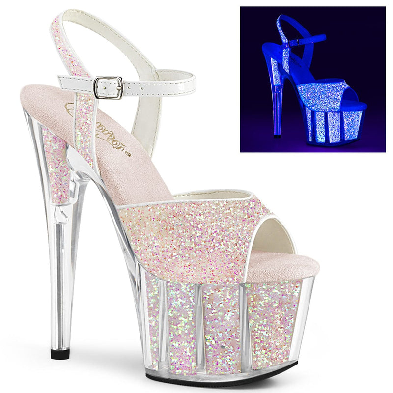 Pleaser ADORE-710UVG Platform Sandal (Neon Opal Glitter/Neon Opal Glitter)