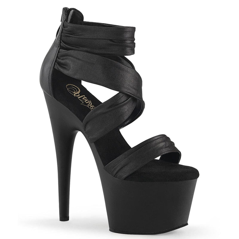 Pleaser ADORE-720 Platform Sandal (Black Faux Leather-Fabric/Black Matte)