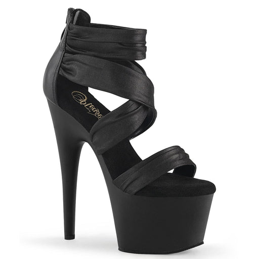 Pleaser ADORE-720 Platform Sandal (Black Faux Leather-Fabric/Black Matte)