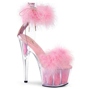 Pleaser ADORE-724F Platform Sandal (Clear-Baby Pink Fur/Baby Pink Fur) 5