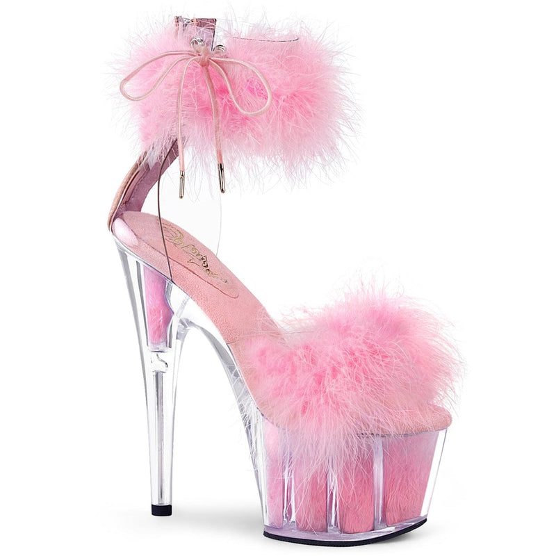 Pleaser ADORE-724F Platform Sandal (Clear-Baby Pink Fur/Baby Pink Fur) 5