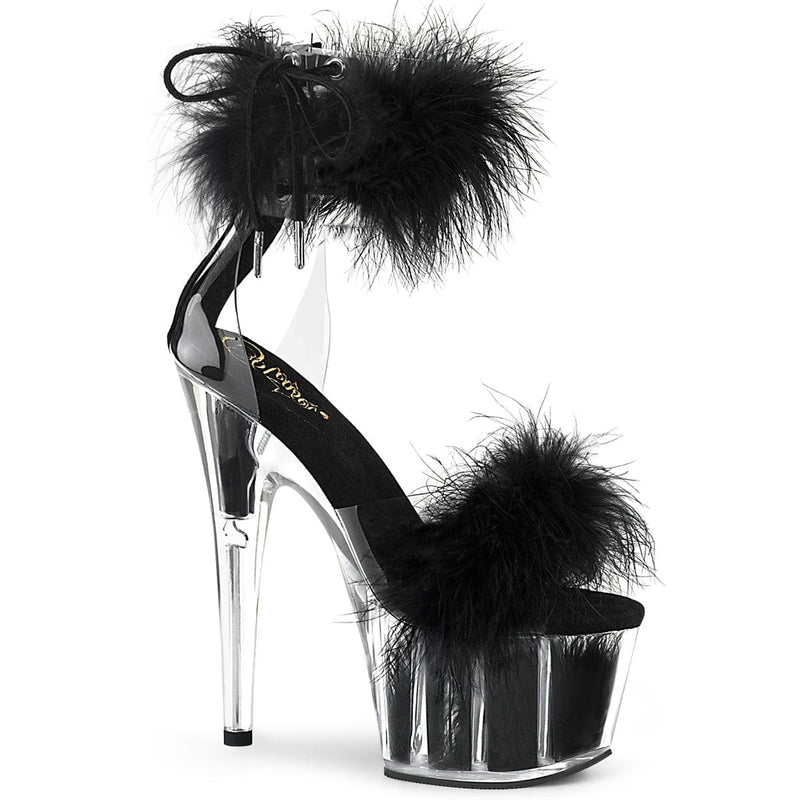 Pleaser ADORE-724F Platform Sandal (Clear-Black Fur/Black Fur) 5