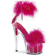 Pleaser ADORE-724F Platform Sandal (Clear-Hot Pink Fur/Hot Pink Fur) 5