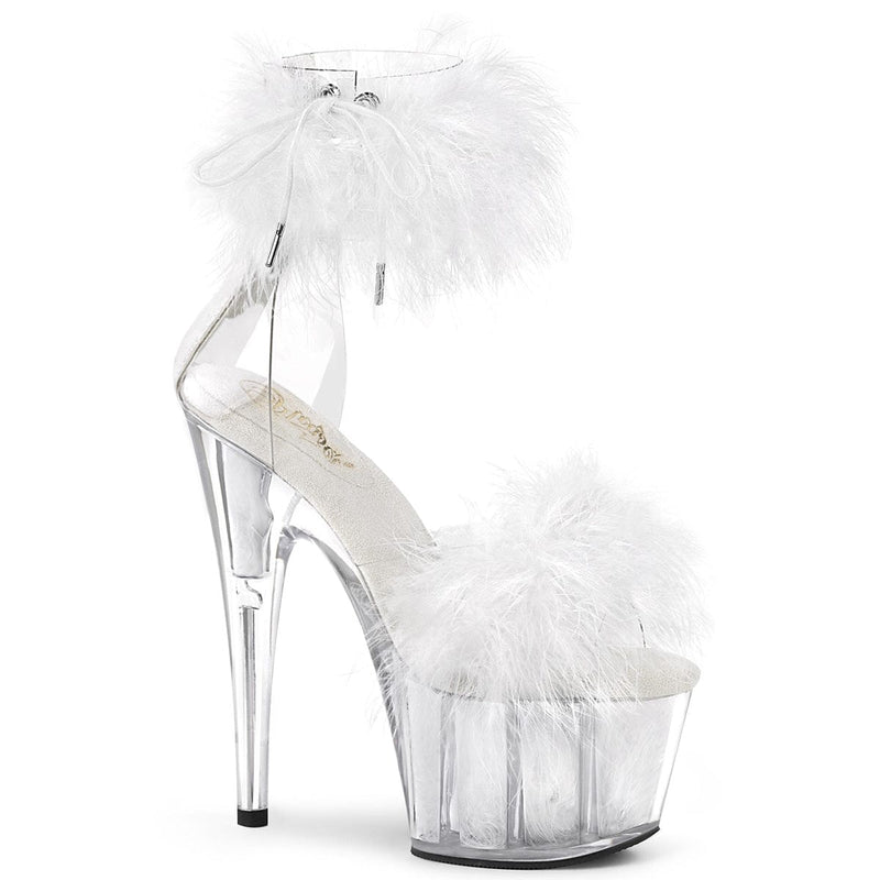 Pleaser ADORE-724F Platform Sandal (Clear-White Fur/White Fur) 5