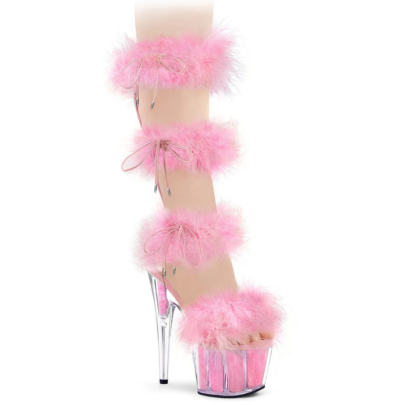 Pleaser ADORE-728F Platform Sandal (Clear-Baby Pink Fur/M) 5