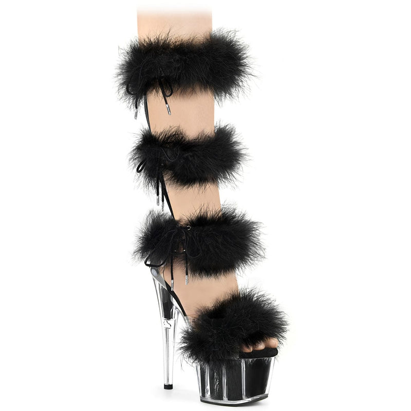 Pleaser ADORE-728F Platform Sandal (Clear-Black Fur/M) 5