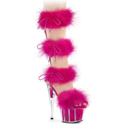 Pleaser ADORE-728F Platform Sandal (Clear-Hot Pink Fur/M) 5