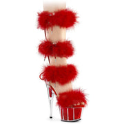 Pleaser ADORE-728F Platform Sandal (Clear-Red Fur/M) 5