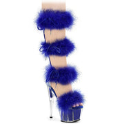 Pleaser ADORE-728F Platform Sandal (Clear-Royal Blue Fur/M) 5