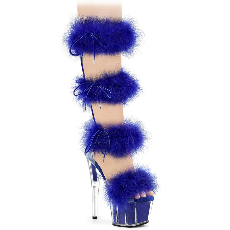 Pleaser ADORE-728F Platform Sandal (Clear-Royal Blue Fur/M) 5