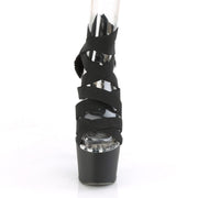 Pleaser ADORE-748SP Platform Sandal (Black Elastic Band-Snake Print Patent/Black Matte)
