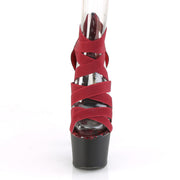 Pleaser ADORE-748SP Platform Sandal (Wine Elastic Band-Snake Print Patent/Black Matte)