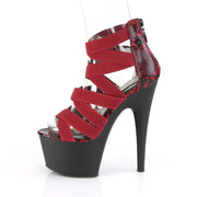 Pleaser ADORE-748SP Platform Sandal (Wine Elastic Band-Snake Print Patent/Black Matte)