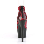 Pleaser ADORE-748SP Platform Sandal (Wine Elastic Band-Snake Print Patent/Black Matte)