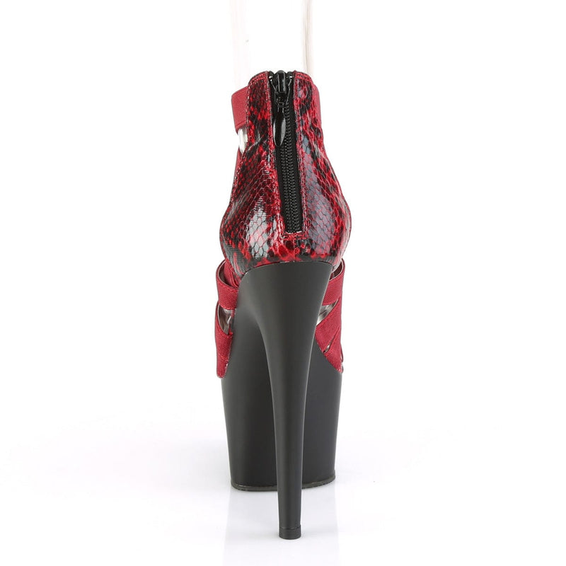 Pleaser ADORE-748SP Platform Sandal (Wine Elastic Band-Snake Print Patent/Black Matte)
