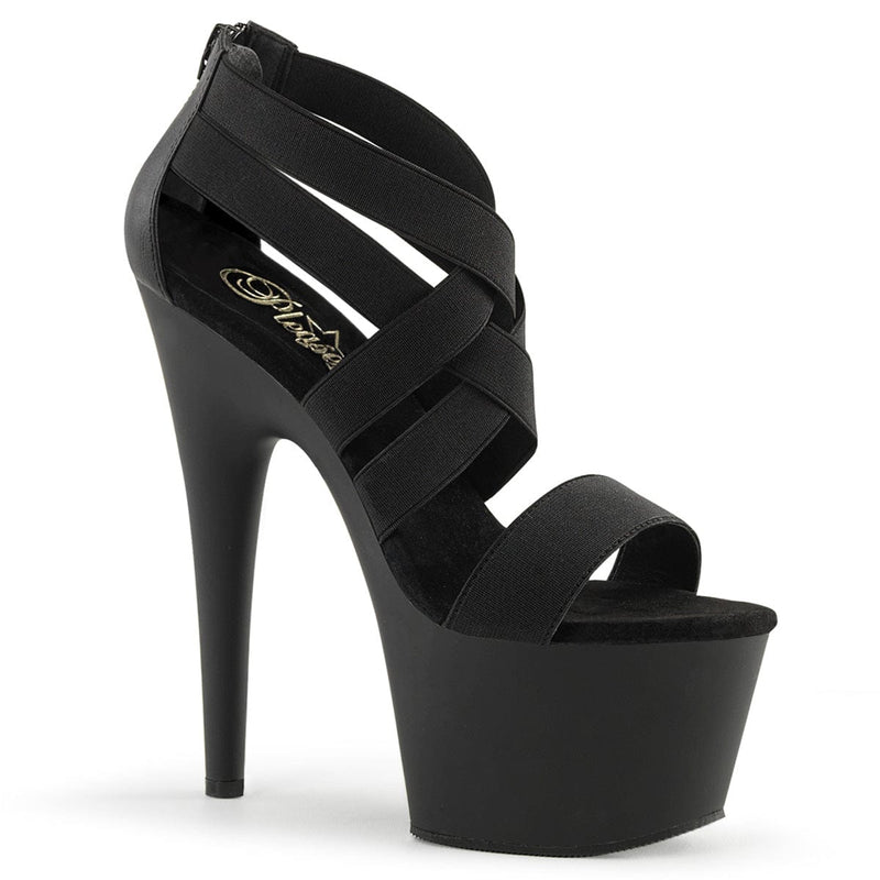 Pleaser ADORE-769 Platform Sandal (Black Elastic Band-Faux Leather/Black Matte) 5