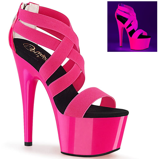 Pleaser ADORE-769UV Platform Sandal (Neon Hot Pink Elastic Band-Patent/Neon Hot Pink)