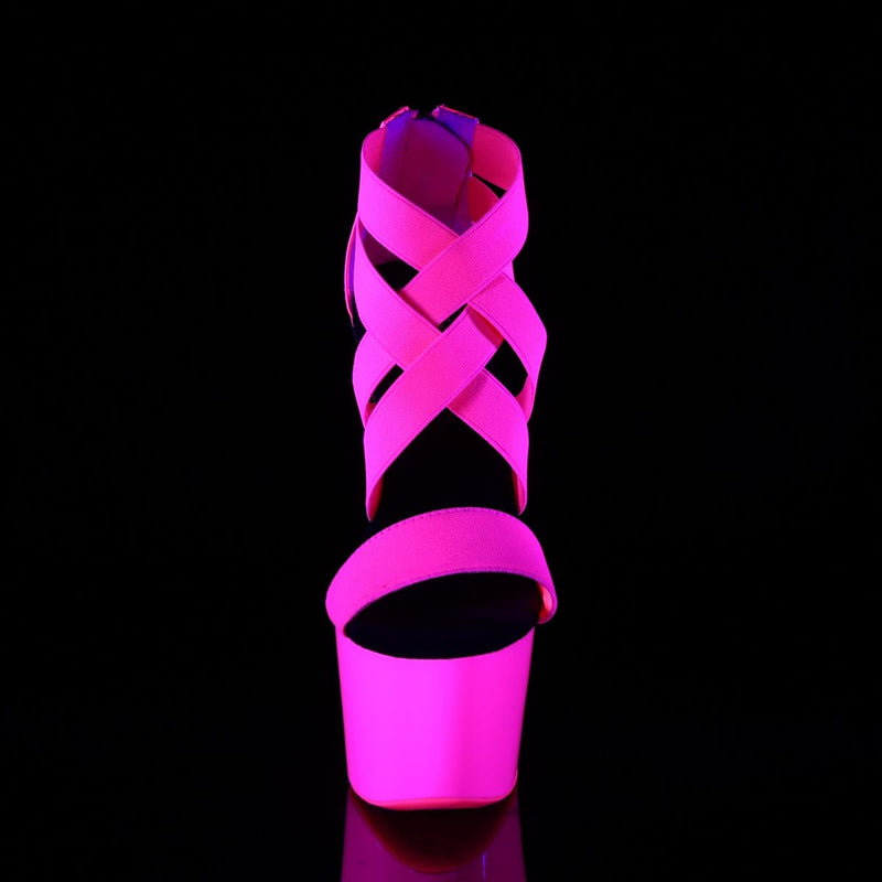 Pleaser ADORE-769UV Platform Sandal (Neon Hot Pink Elastic Band-Patent/Neon Hot Pink)
