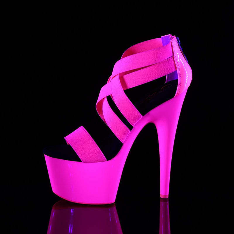 Pleaser ADORE-769UV Platform Sandal (Neon Hot Pink Elastic Band-Patent/Neon Hot Pink)