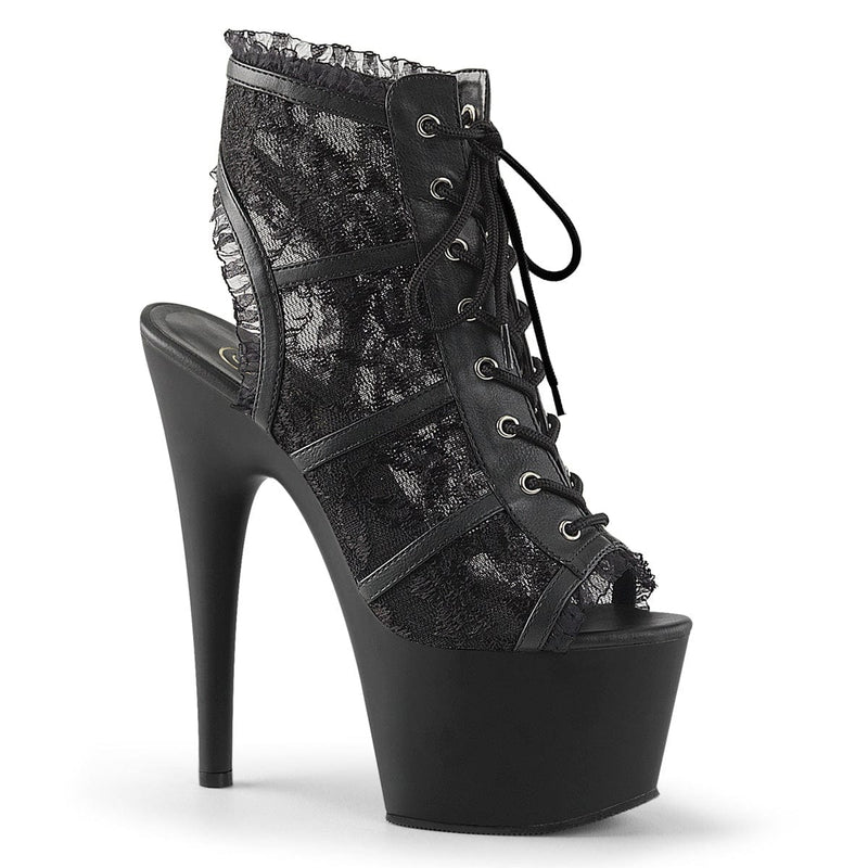 Pleaser ADORE-796LC Platform Ankle Boot (Black Mesh Lace/Black Matte) 5