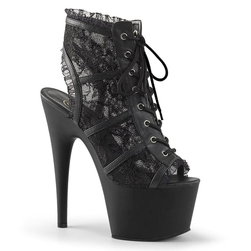 Pleaser ADORE-796LC Platform Ankle Boot (Black Mesh Lace/Black Matte) 5
