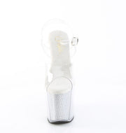 Pleaser AMAZE-808SRS Platform Sandal (Clear/Silver Rhinestone)