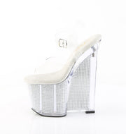 Pleaser AMAZE-808SRS Platform Sandal (Clear/Silver Rhinestone)