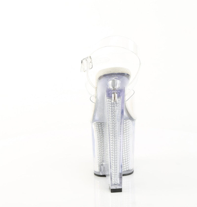 Pleaser AMAZE-808SRS Platform Sandal (Clear/Silver Rhinestone)