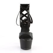 Pleaser ASPIRE-600-14 Platform Sandal (Black Faux Leather/Black Matte)