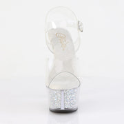 Pleaser ASPIRE-608RSI Platform Sandal (Clear/Clear-Silver AB Rhinestone)