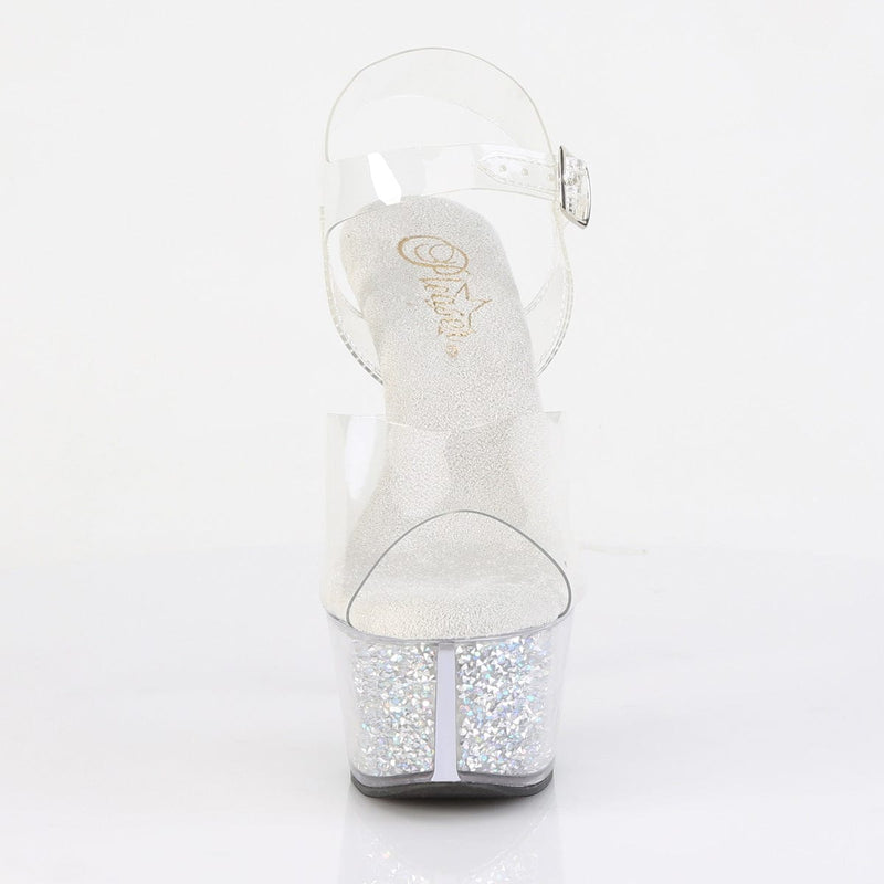Pleaser ASPIRE-608RSI Platform Sandal (Clear/Clear-Silver AB Rhinestone)