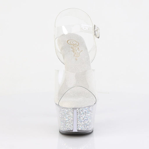 Pleaser ASPIRE-608RSI Platform Sandal (Clear/Clear-Silver AB Rhinestone)