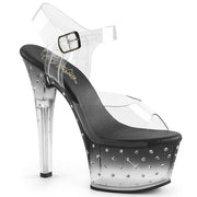Pleaser ASPIRE-608STD Platform Sandal (Clear/Black-Clear)