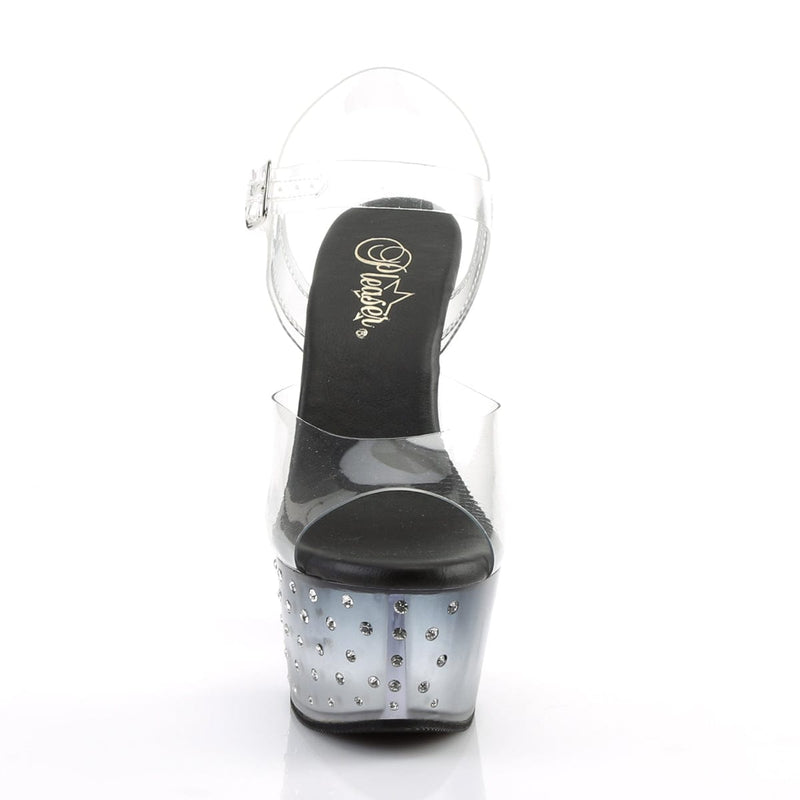 Pleaser ASPIRE-608STD Platform Sandal (Clear/Black-Clear)