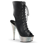 Pleaser BEJEWELED-1016-6 Platform Ankle Boot (Black Faux Leather/Silver AB Rhinestone) 5