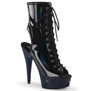 Pleaser BEJEWELED-1016-6 Platform Ankle Boot (Black Holo Patent/Midnight Black Rhinestone) 5