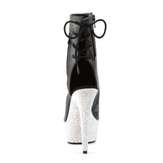 Pleaser BEJEWELED-1018DM-6 Platform Ankle Boot (Black Faux Leather/Silver Multi Rhinestone)