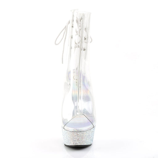 Pleaser BEJEWELED-1018DM-6 Platform Ankle Boot (Clear/Silver Multi Rhinestone)