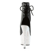 Pleaser BEJEWELED-1018DM-7 Platform Ankle Boot (Black Faux Leather/Silver Multi Rhinestone)
