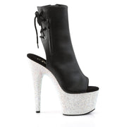 Pleaser BEJEWELED-1018DM-7 Platform Ankle Boot (Black Faux Leather/Silver Multi Rhinestone)