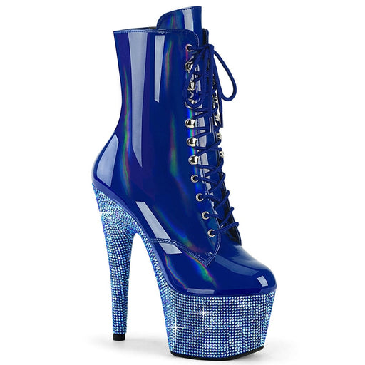 Pleaser BEJEWELED-1020-7 Platform Ankle Boot (Blue Holo Patent/Blue AB Rhinestone) 5