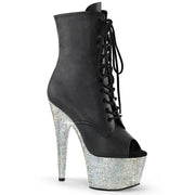 Pleaser BEJEWELED-1021-7 Platform Ankle Boot (Black Faux Leather/Silver AB Rhinestone) 5