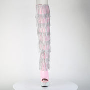 Pleaser BEJEWELED-3017HG-RSF Platform Thigh High Boot (Baby Pink Holo Patent/Silver AB Rhinestone)