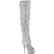 Pleaser BEJEWELED-3017HG-RSF Platform Thigh High Boot (Silver Holo Metallic Pu/Silver AB Rhinestone)