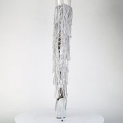 Pleaser BEJEWELED-3017HG-RSF Platform Thigh High Boot (Silver Holo Metallic Pu/Silver AB Rhinestone)